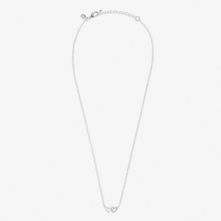 Joma Jewellery -Pave Linked Hearts - Silver Mini Charms Necklace