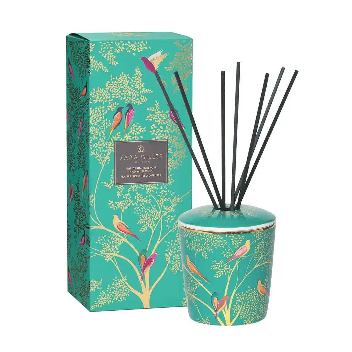 NEW Sara Miller Ceramic Boxed Reed Diffuser - Mandarin, Tuberose & Wild Musk