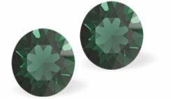Byzantium 6mm Austrian Crystal Studs - Chaton - Emerald Green Ignite