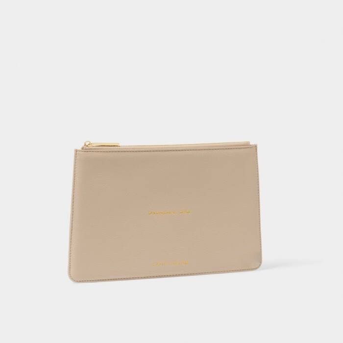 Katie Loxton Sentiment Pouch - Wonderful Mum - Light Taupe
