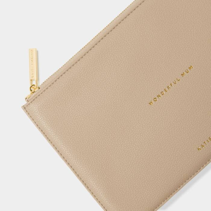 Katie Loxton Sentiment Pouch - Wonderful Mum - Light Taupe