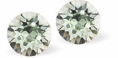 Byzantium Swarovski Crystal Studs - 6mm Chaton - Chrysolite Green