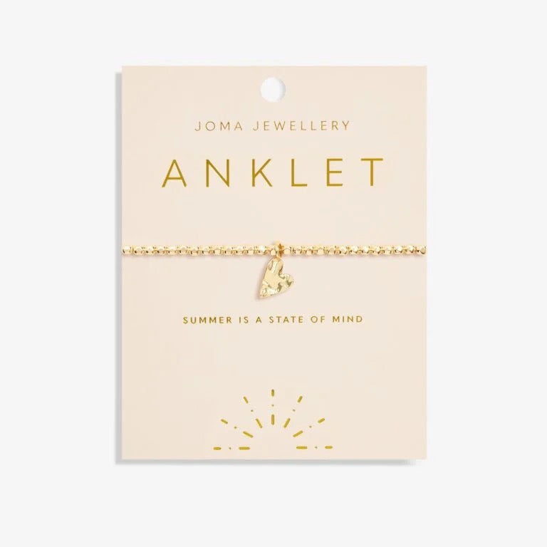 Joma Jewellery - Hammered Heart Gold Anklet