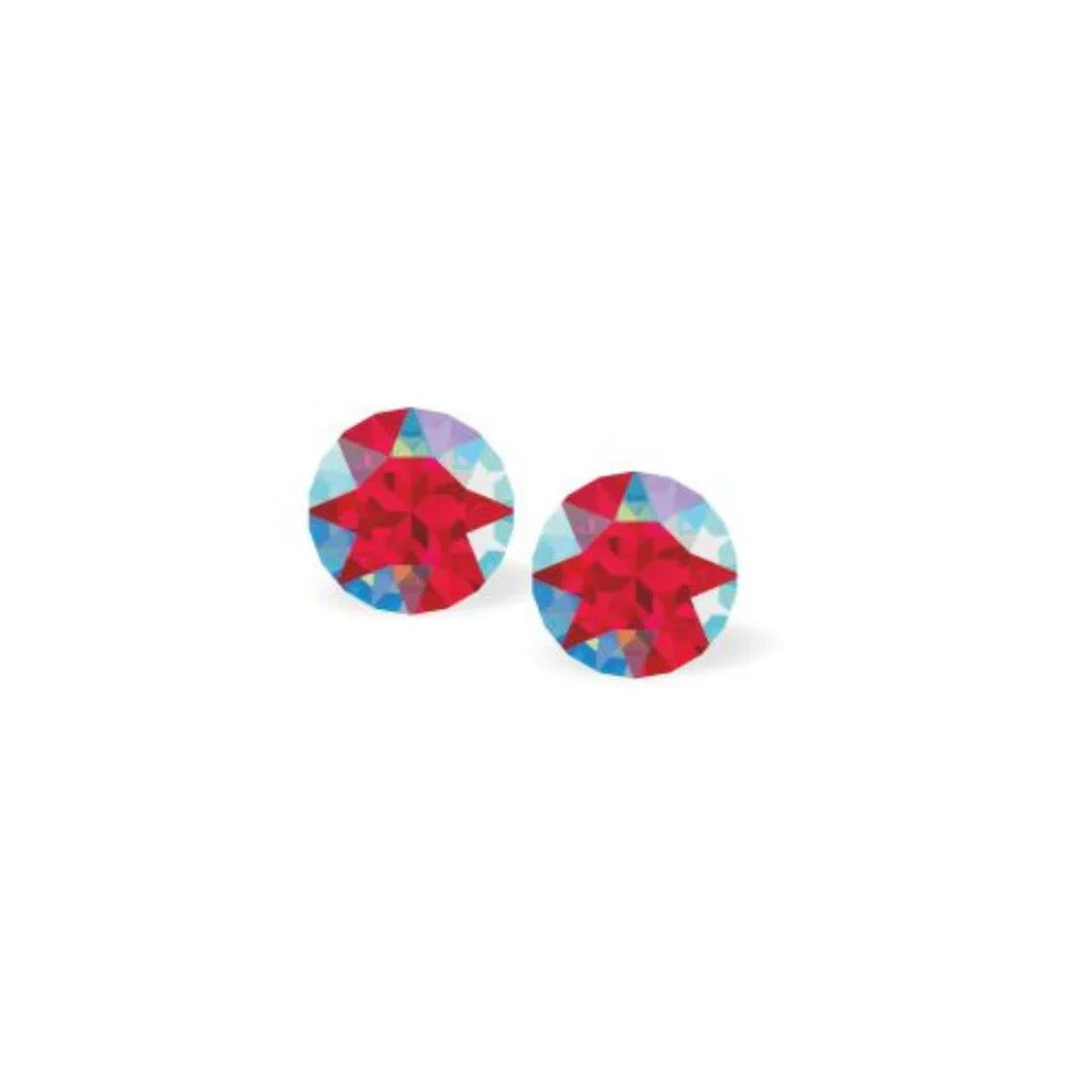 Byzantium 6mm Austrian Crystal Studs - Chaton - Scarlett Red Shimmer