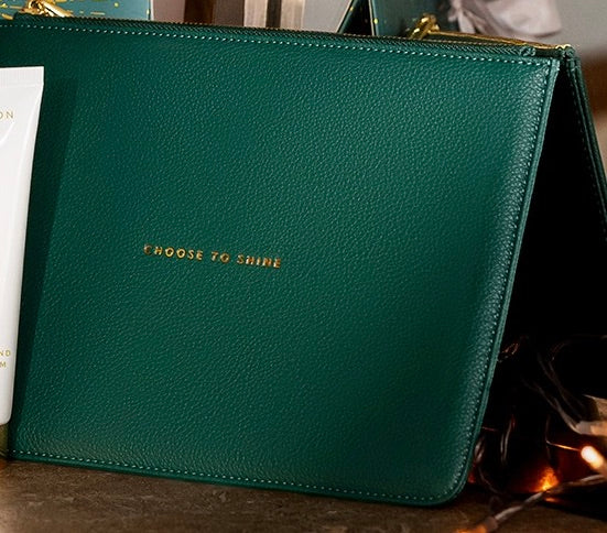 Katie Loxton Sentiment Pouch - Choose To Shine - Emerald Green