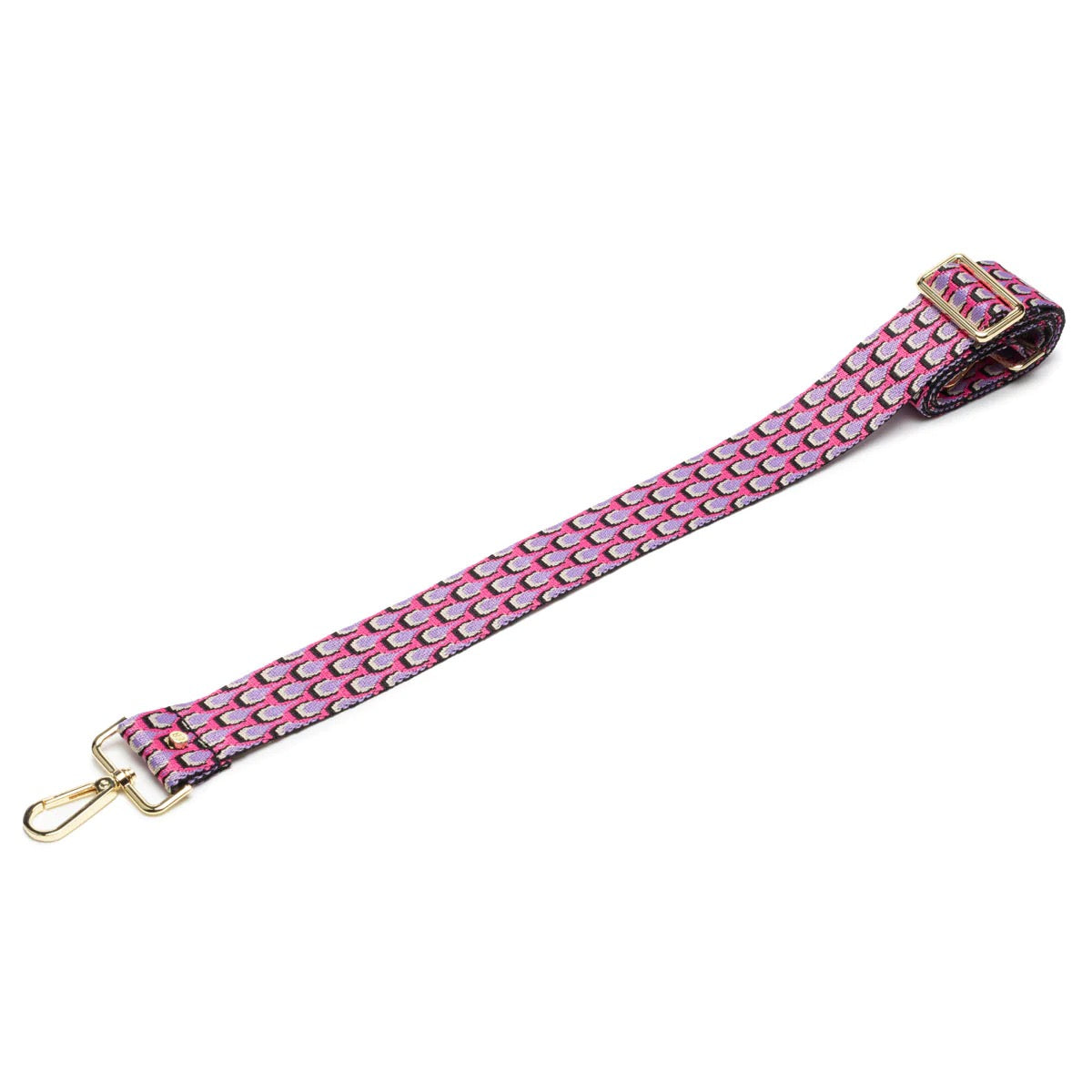 Elie Beaumont Designer PINK/LILAC PEACOCK Adjustable Crossbody Bag Strap (GOLD Fittings)