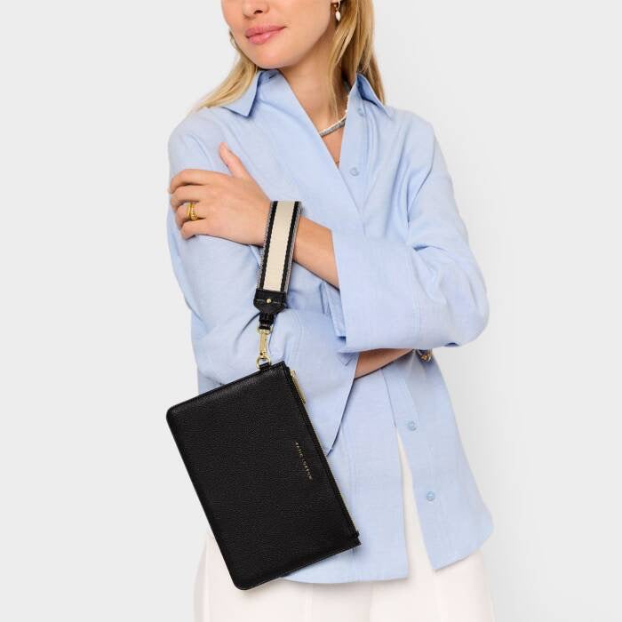 Katie Loxton Hallie Wristlet Pouch - Black (2 Straps)