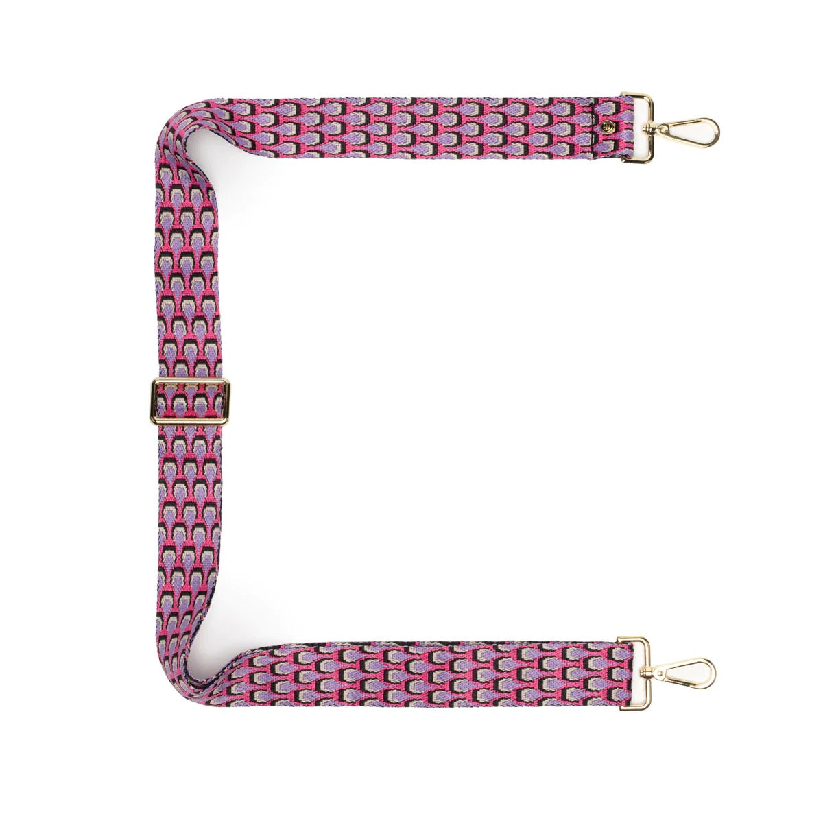 Elie Beaumont Designer PINK/LILAC PEACOCK Adjustable Crossbody Bag Strap (GOLD Fittings)