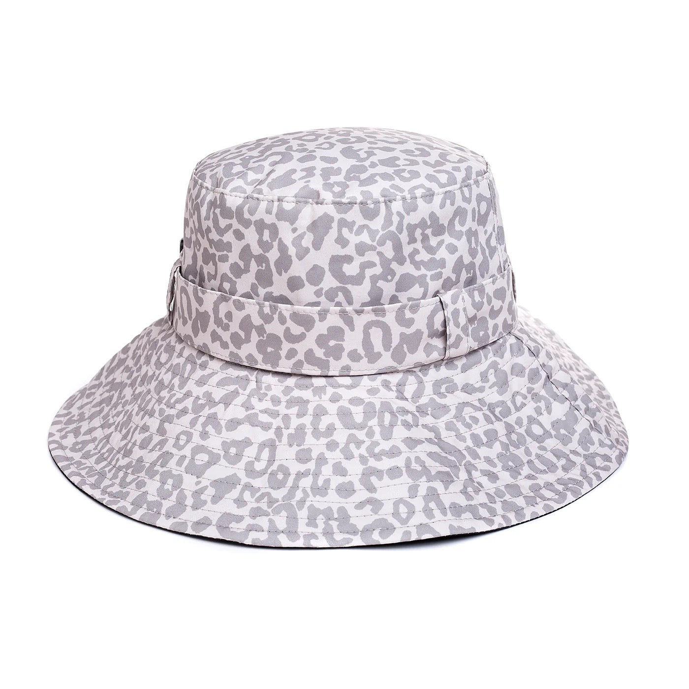 Park Lane Leopard Waterproof Bucket Hat - Soft Grey