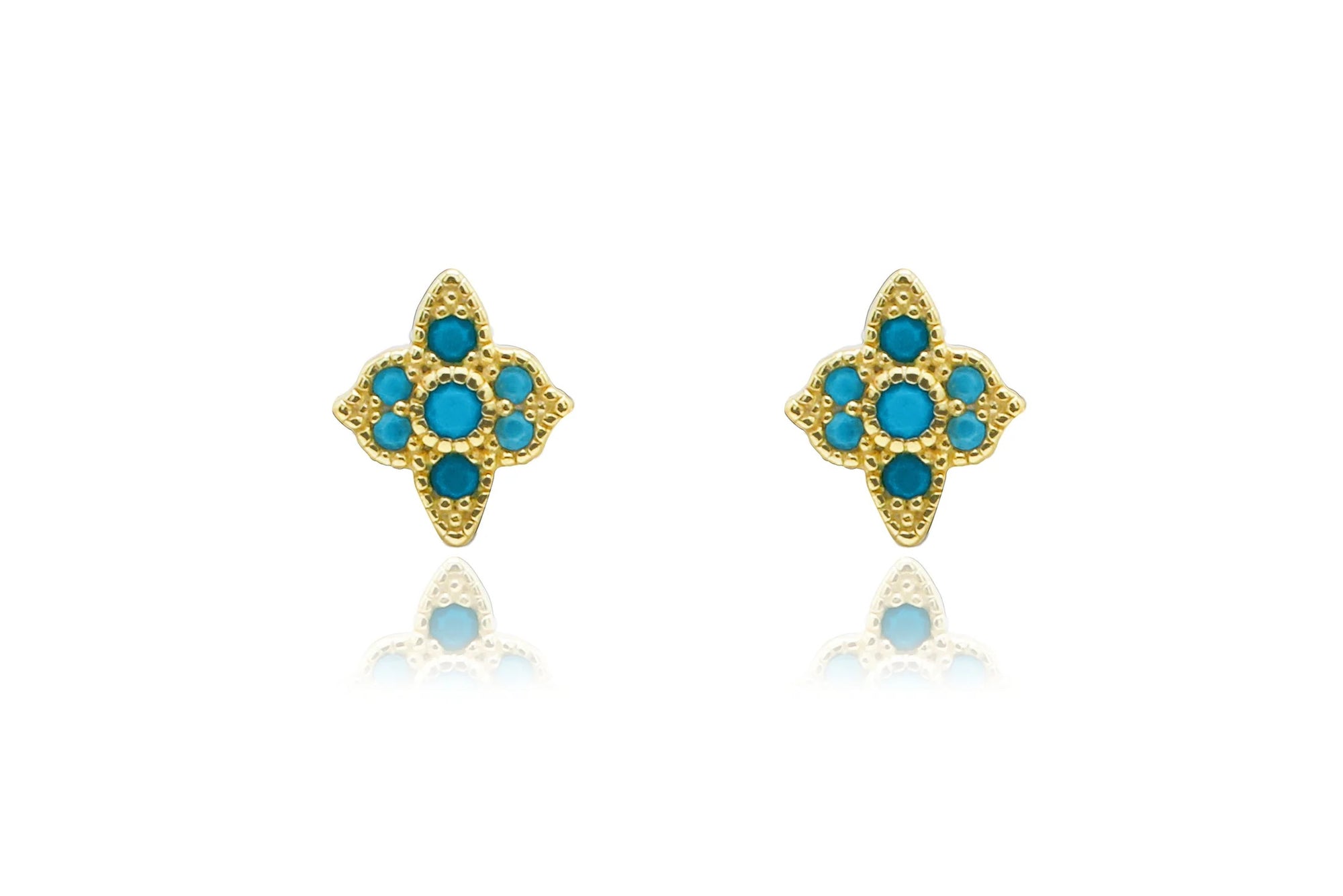 Boho Betty Takia Filigree Turquoise Gold Stud Earrings
