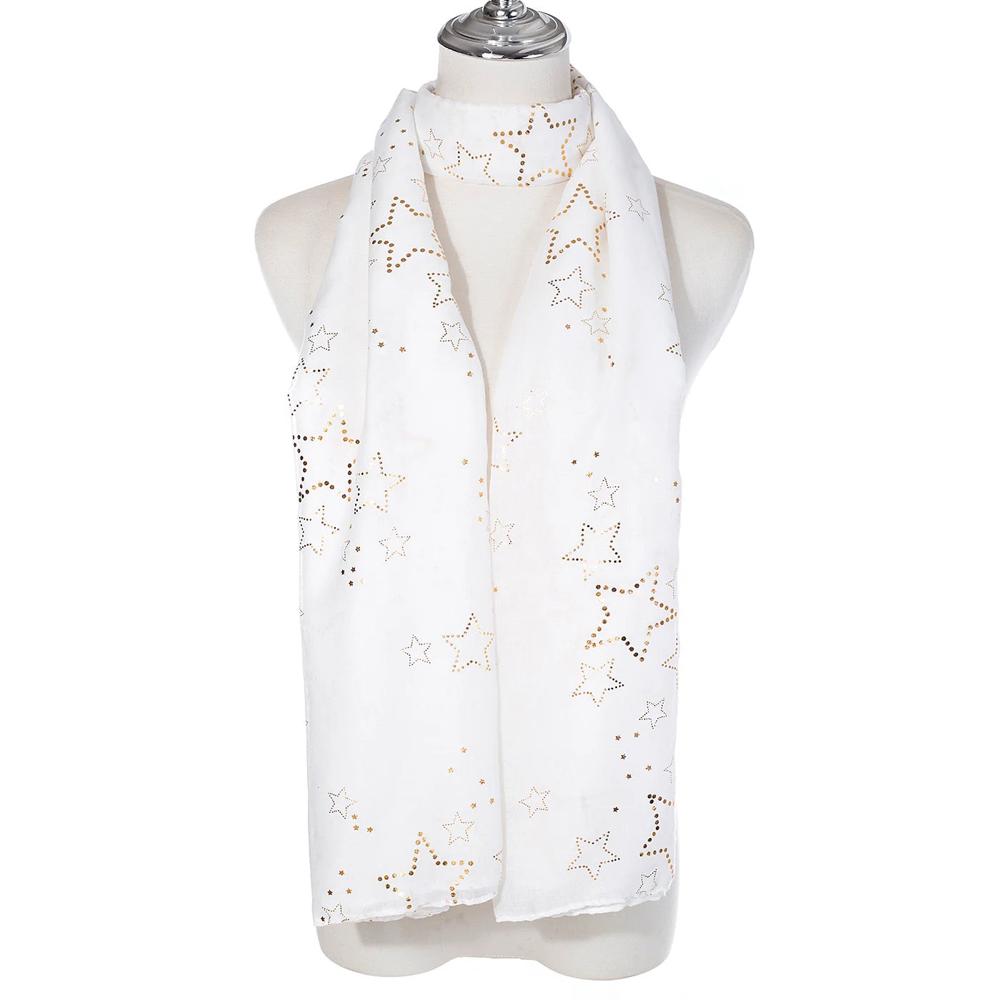 Park Lane Star Foil Print Scarf - White/Gold