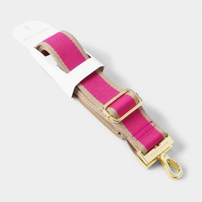 Katie Loxton Canvas Bag Strap - Stripe - Magenta Pink
