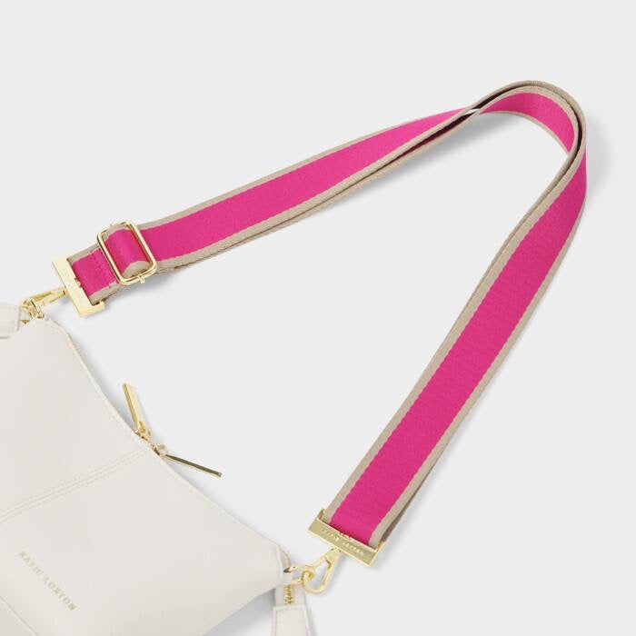 Katie Loxton Canvas Bag Strap - Stripe - Magenta Pink