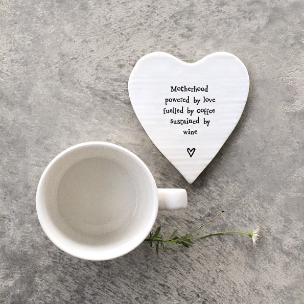 East of India Porcelain Heart Coaster - Motherhood