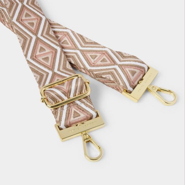 Katie Loxton Canvas Bag Strap - Geometric - Peony Blush