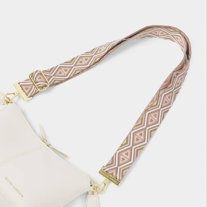 Katie Loxton Canvas Bag Strap - Geometric - Peony Blush