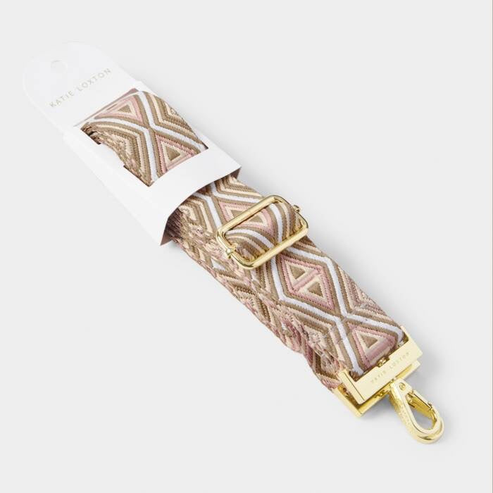 Katie Loxton Canvas Bag Strap - Geometric - Peony Blush