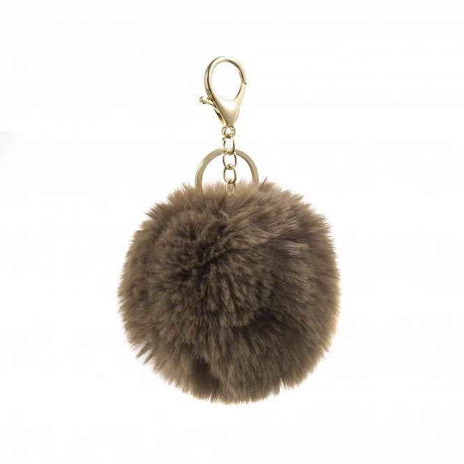 Park Lane Latte Brown Faux Fur Pom-Pom Keyring