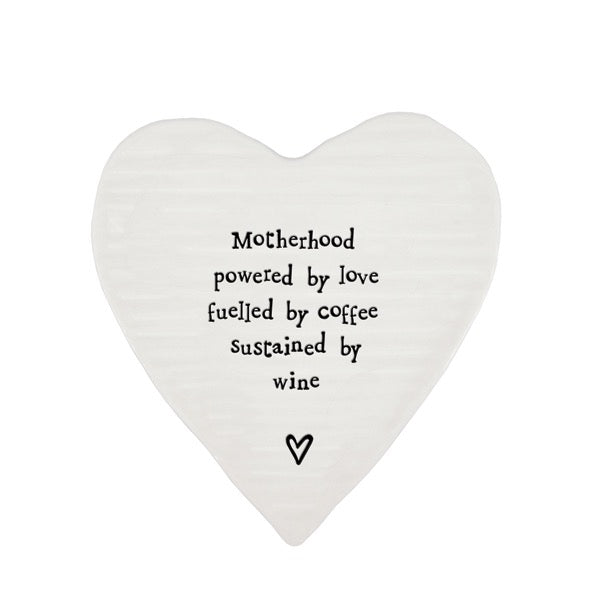 East of India Porcelain Heart Coaster - Motherhood