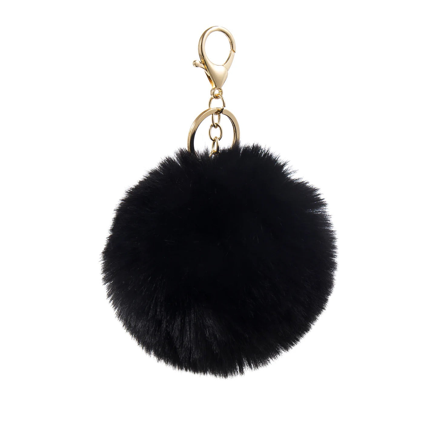 Park Lane Black Faux Fur Pom-Pom Keyring