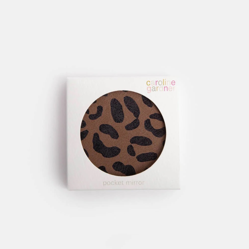 Caroline Gardner Leopard Print Round Compact Mirror