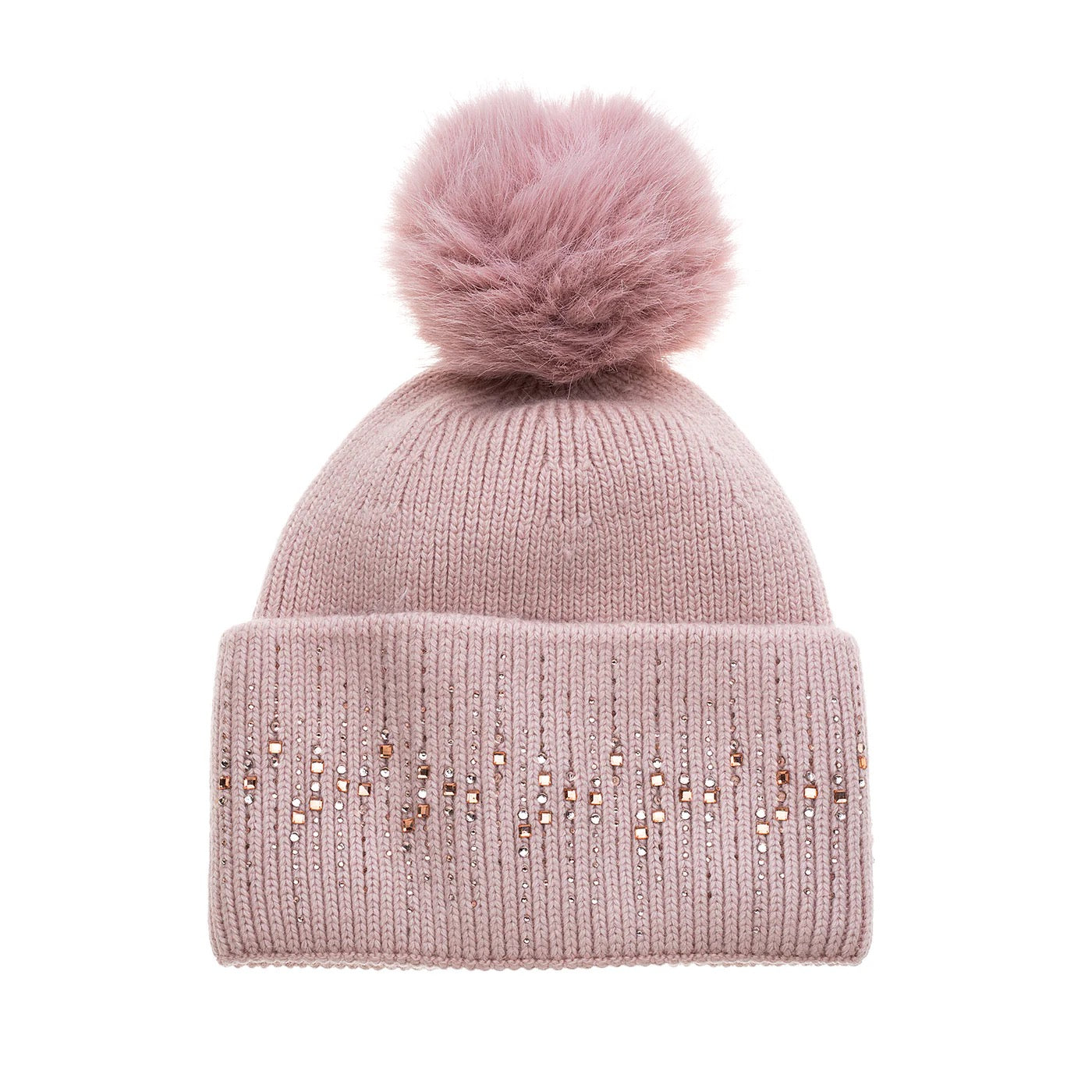 Park Lane Pink Sparkly Glitter Pieces Pom Pom Wool Hat