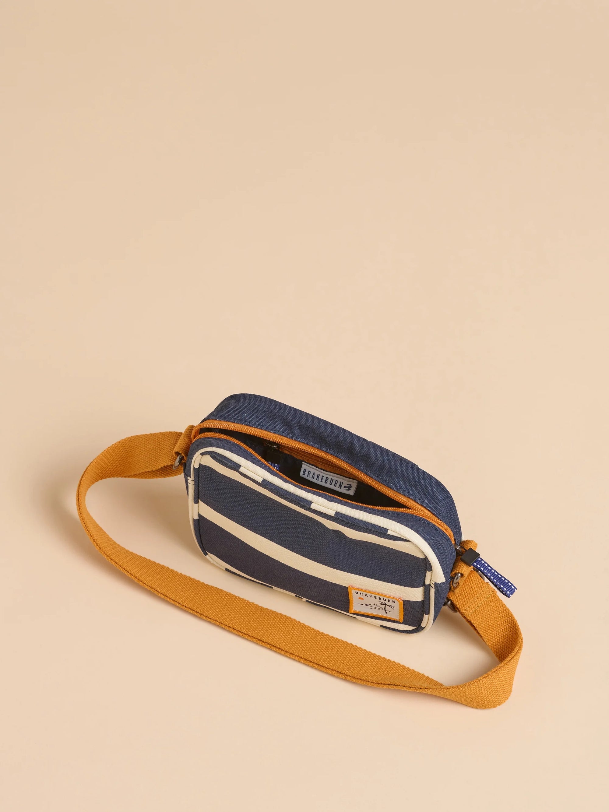 Brakeburn Navy Stripes Harbour Medium Crossbody Bag (landscape)