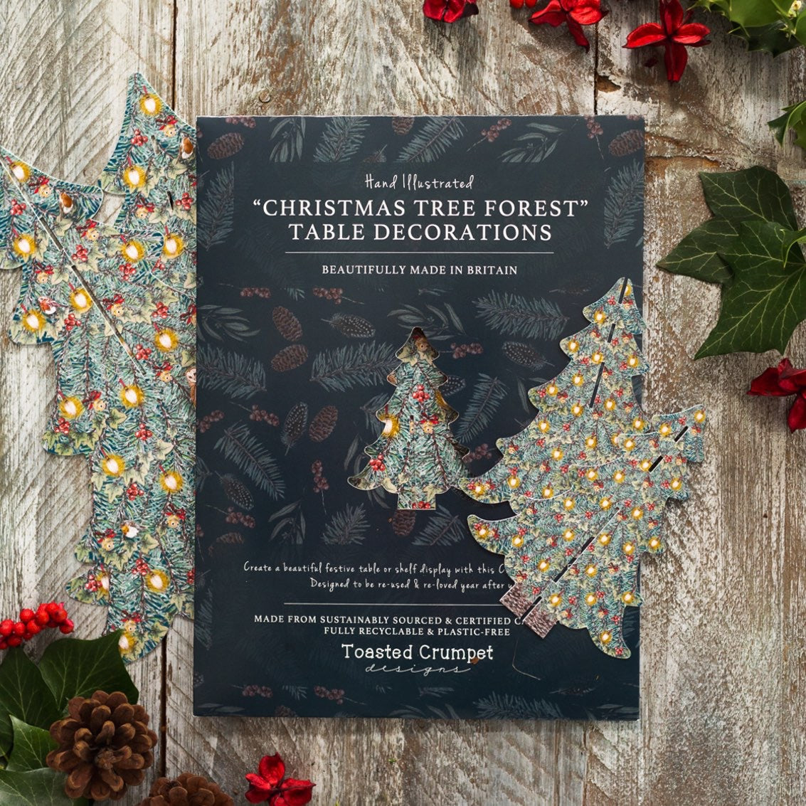 Toasted Crumpet - Set of 4 Christmas Tree Paper Table Decorations