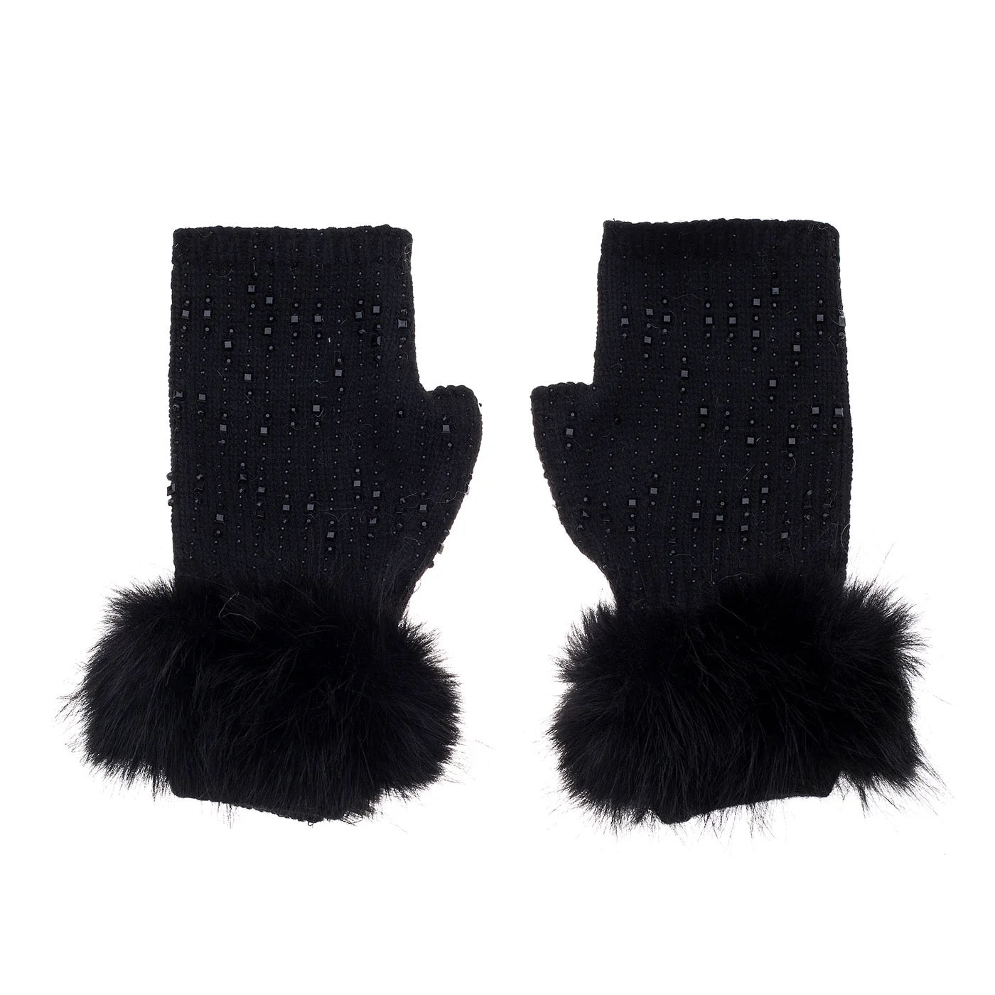 Park Lane Black Sparkly Glitter Pieces Fingerless Gloves