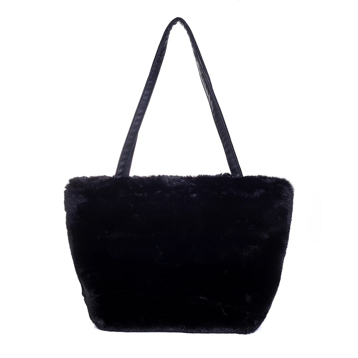 Park Lane - Faux Fur Large Tote Handbag - Black