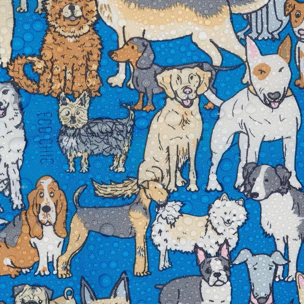 Eco Chic Foldable Recycled Shopping Bag - Dogs - Blue