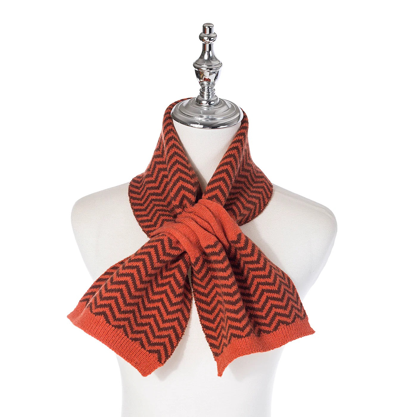 Park Lane Pull Through Scarf - Zig Zag Pattern - Burnt Spice