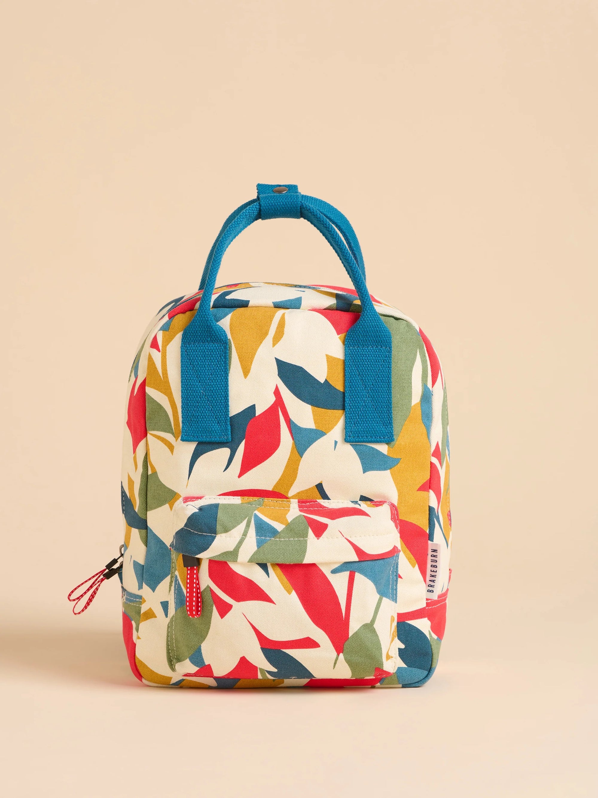Brakeburn Multi Falling Leaves Canvas Backpack - Ecru/Multi