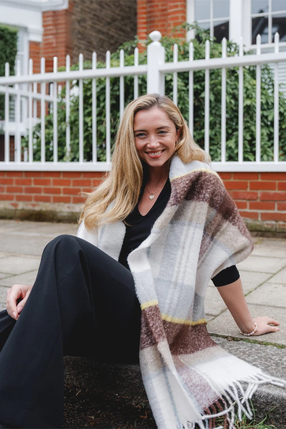 Park Lane Cosy Multi Stripe Tassel Scarf - Natural Mix