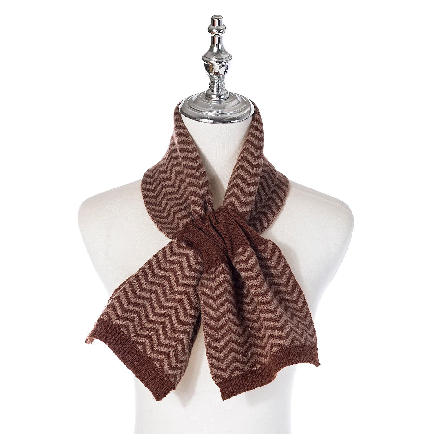 Park Lane Pull Through Scarf - Zig Zag Pattern - Cocoa