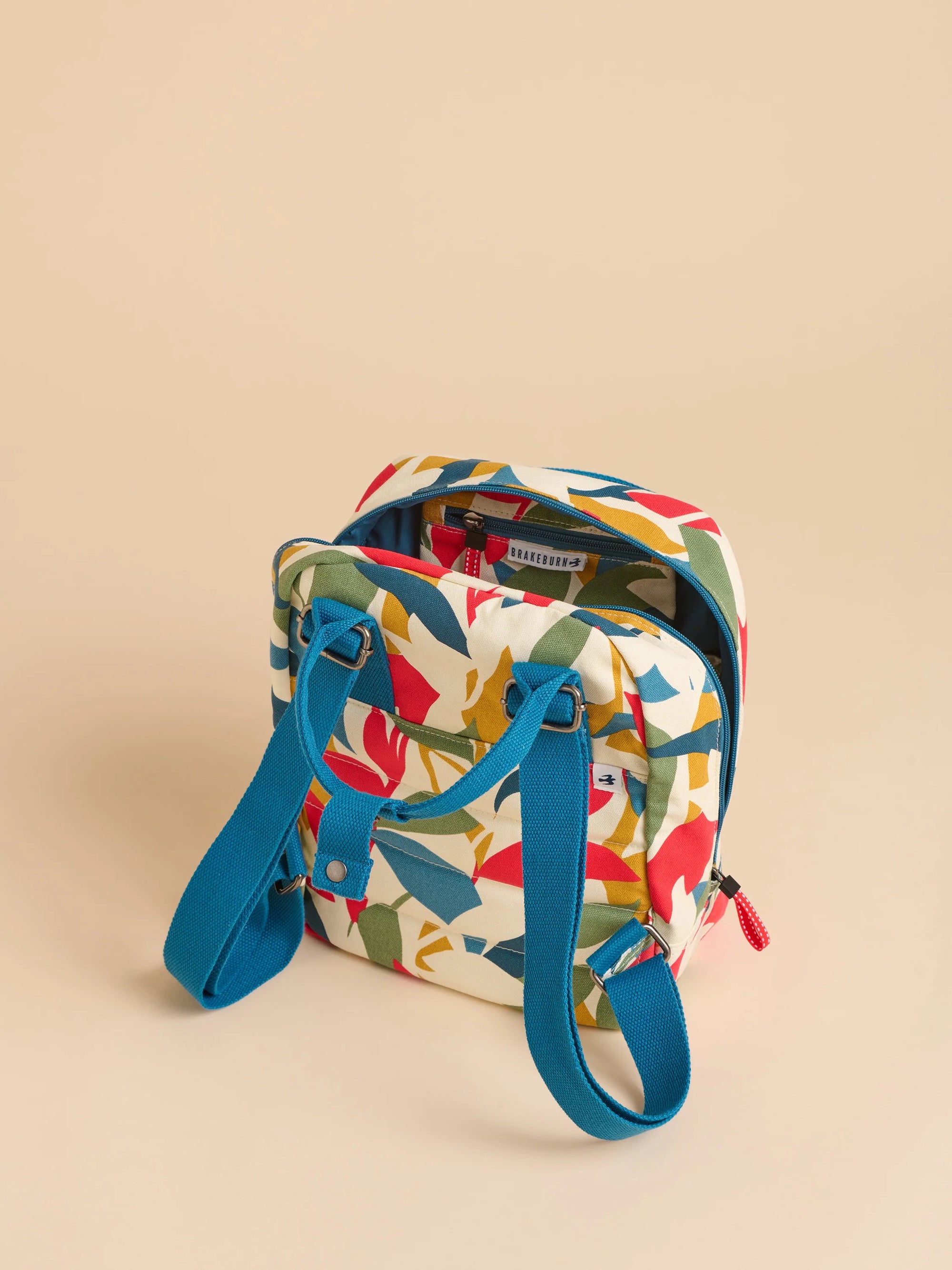 Brakeburn Multi Falling Leaves Canvas Backpack - Ecru/Multi