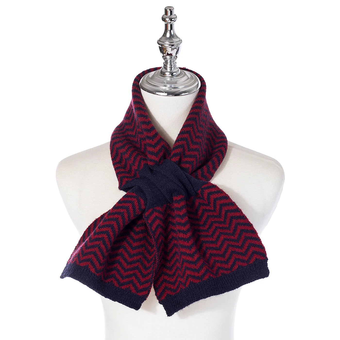 Park Lane Pull Through Scarf - Zig Zag Pattern - Navy