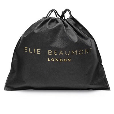 Elie Beaumont Designer Leather Woven Quilted Sling Crossbody Bag - Black (GOLD Fittings)