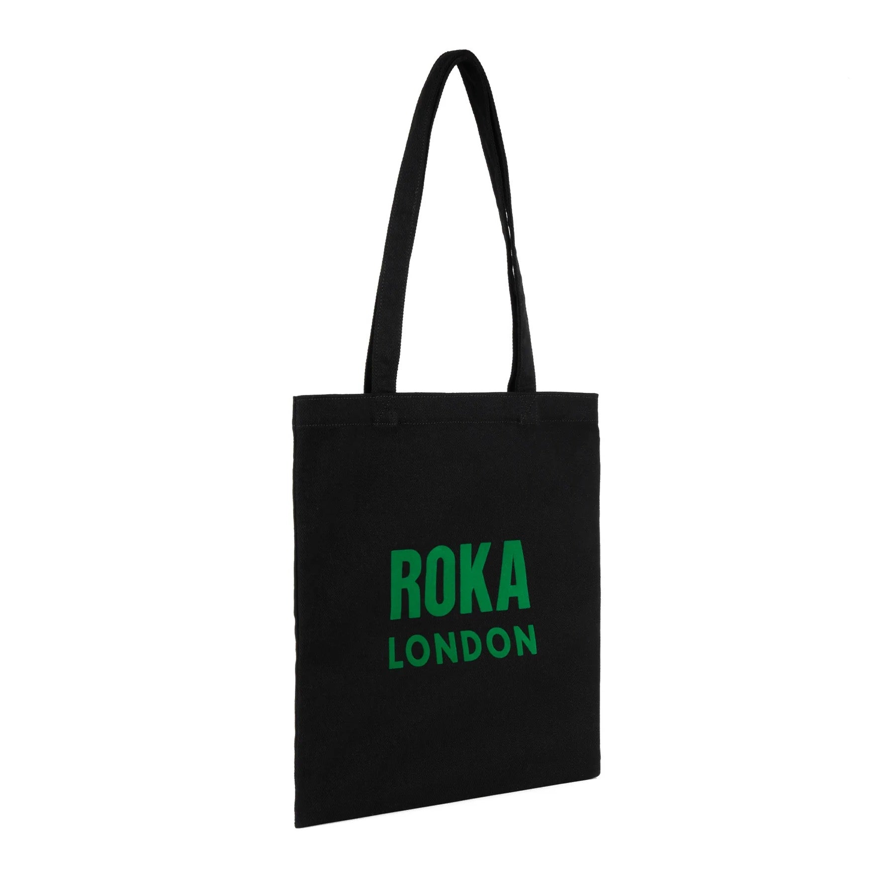 Roka Notting Hill Cotton Tote Shopper Bag - Black/Emerald Green