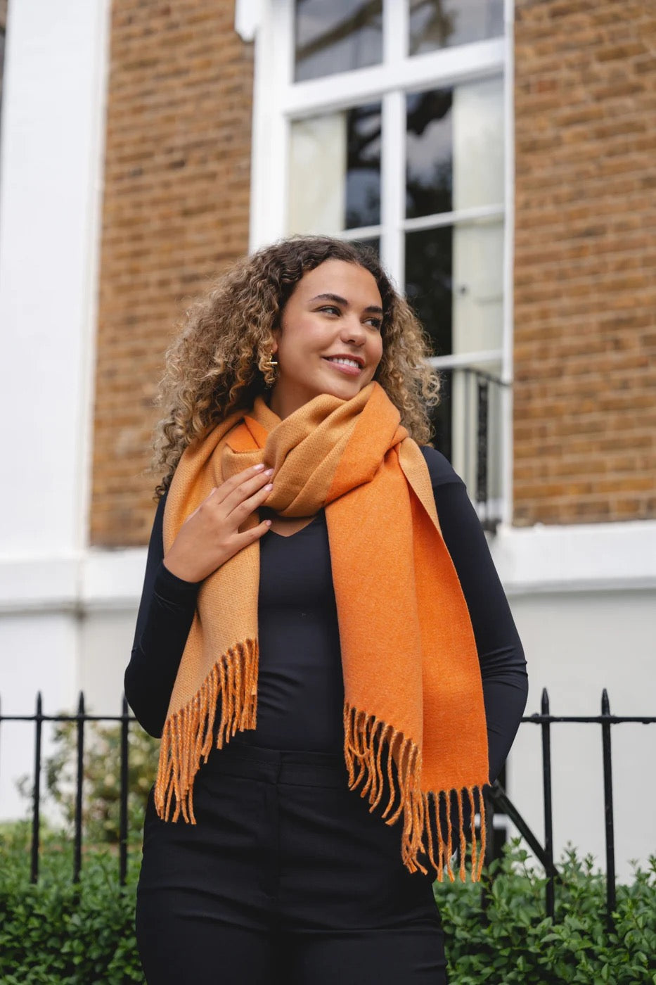 Park Lane Two-Tone Reversible Pashmina Scarf - Plain - Burnt Spice