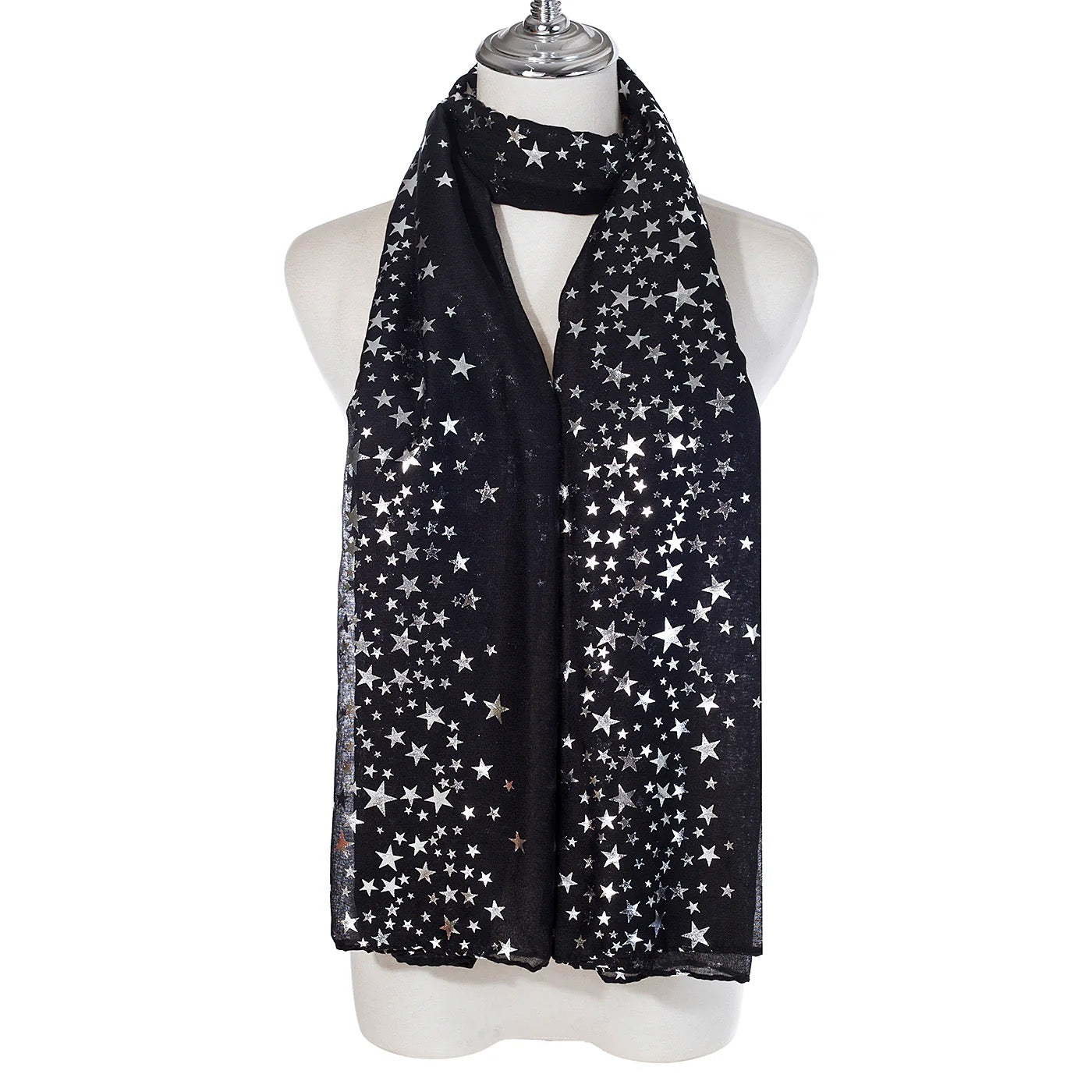 Park Lane Star Foil Print Scarf - Black