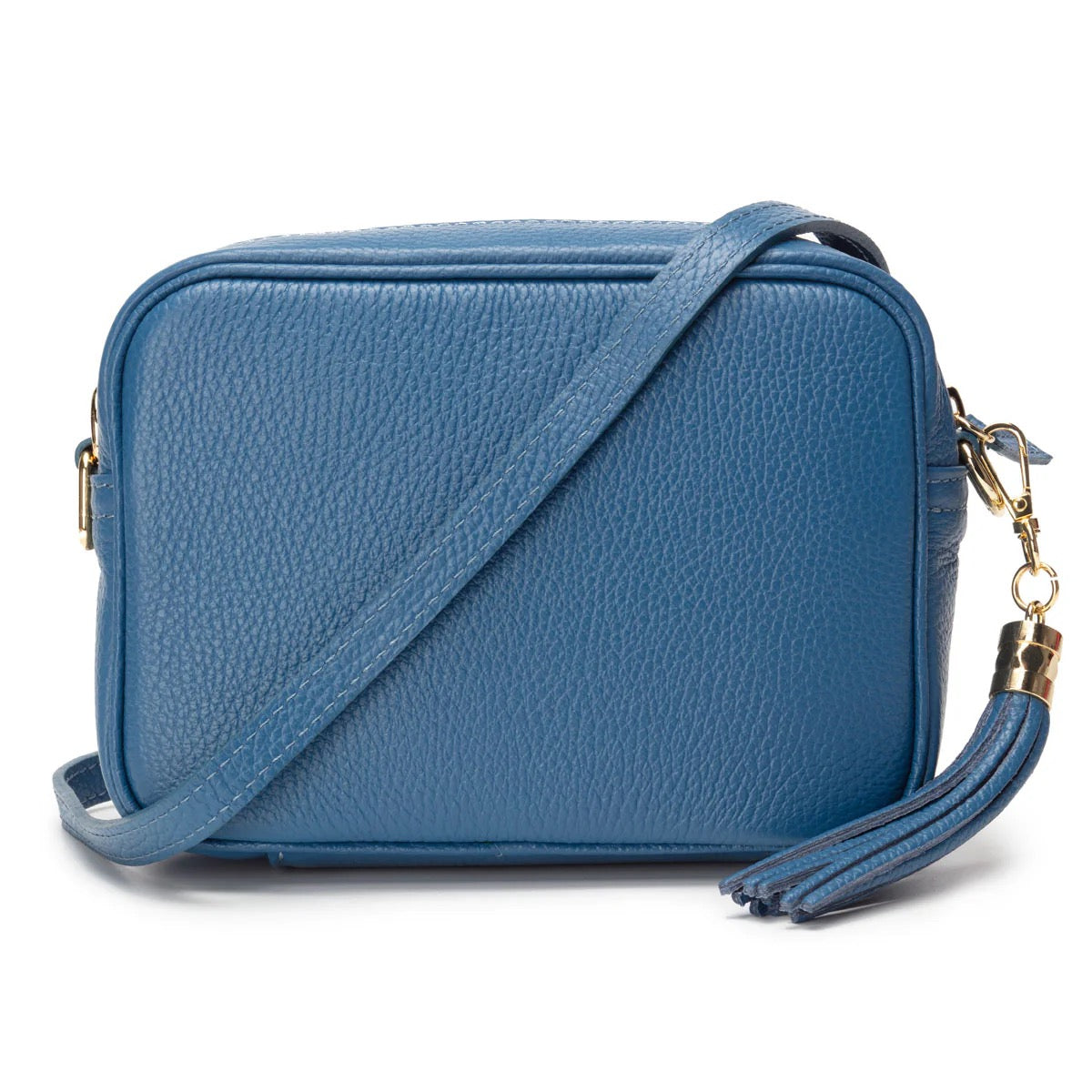 Elie Beaumont Designer Leather Crossbody Bag - SS25 Denim Blue (GOLD Fittings)