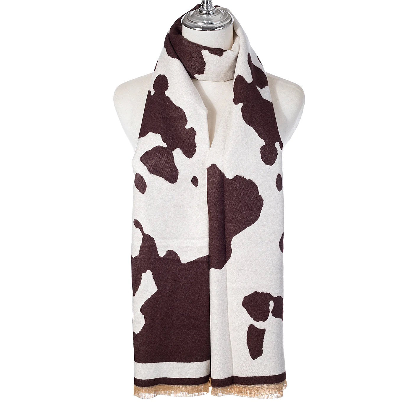Park Lane Cow Print Luxury Scarf - Cocoa