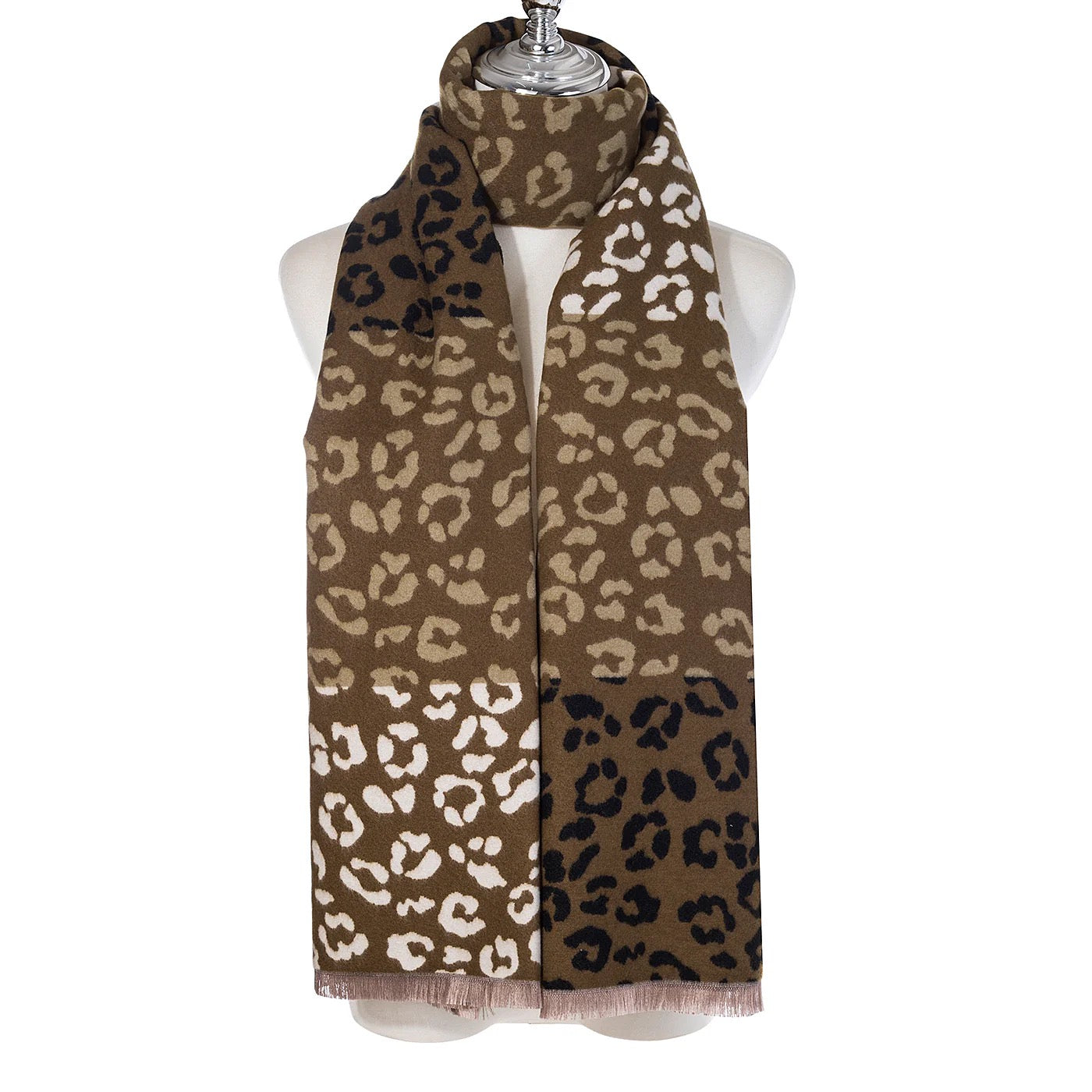 Park Lane Animal Print Luxury Scarf - Artichoke/Olive Blocks