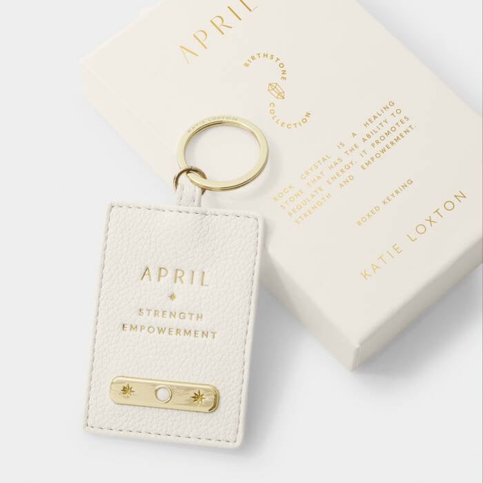Katie Loxton April Birthstone Keyring - Off White