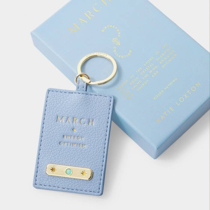 Katie Loxton March Birthstone Keyring - Aqua Blue