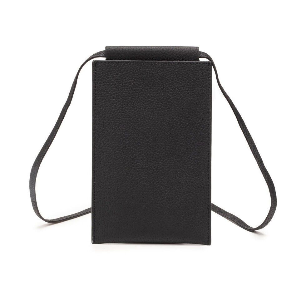 Elie Beaumont Designer Leather Phone Crossbody Bag - SS25 Black (GOLD Fittings)
