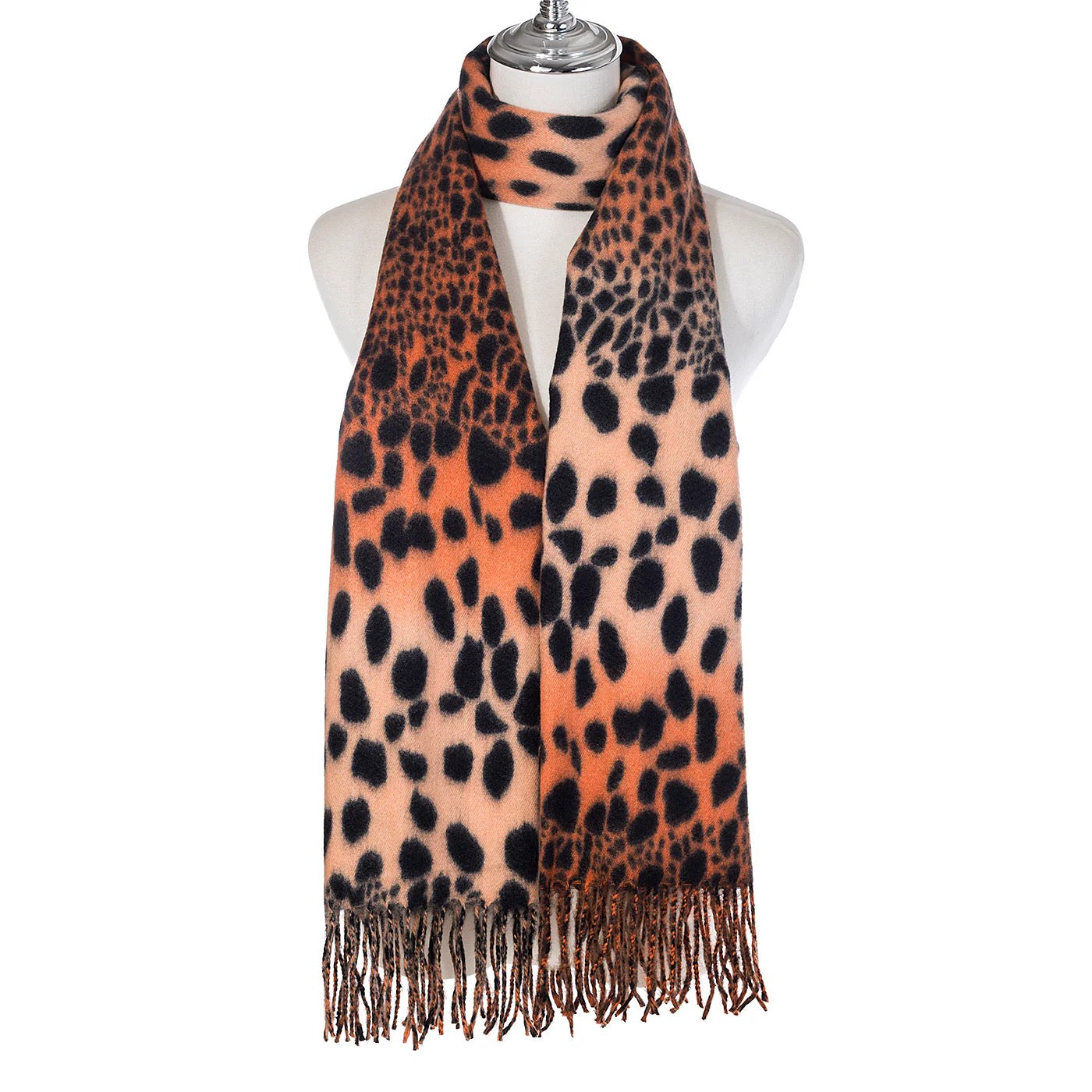 Park Lane Multi Spot Ombre Print Tassel Scarf - Burnt Spice