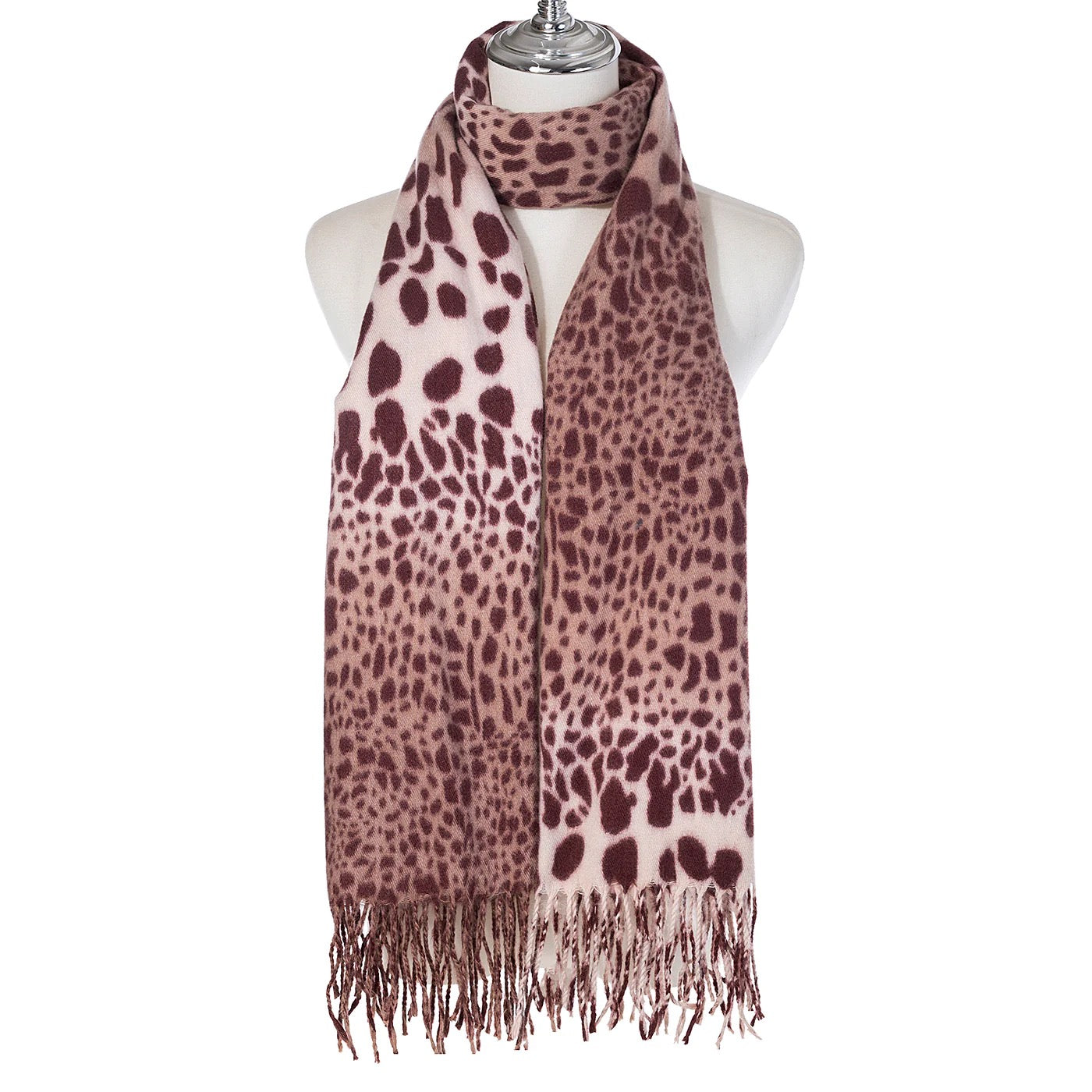 Park Lane Multi Spot Ombre Print Tassel Scarf -Mocha Mousse