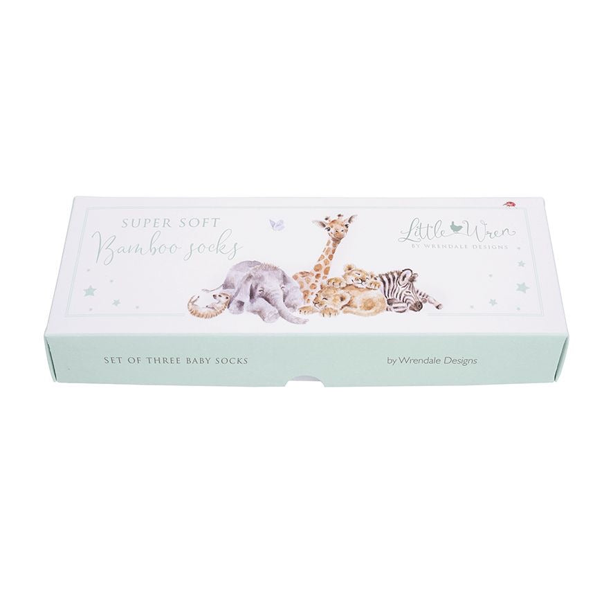 Little Savannah Animal Baby Socks - Set of 3 Boxed - The Little Wren by Wrendale Designs